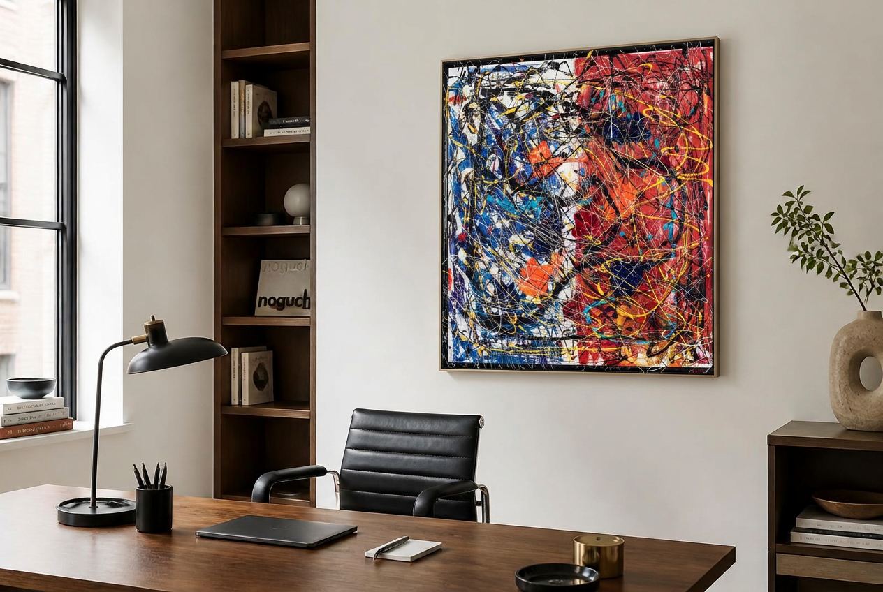Painting by Felix Moldovan installed in a office interior